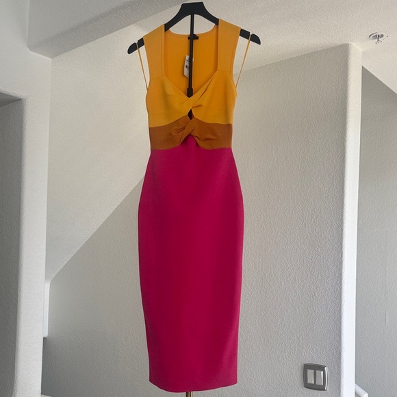 Express Dresses & Skirts - Express Colorblock Midi Dress in Mustard, Rust & Fuchsia